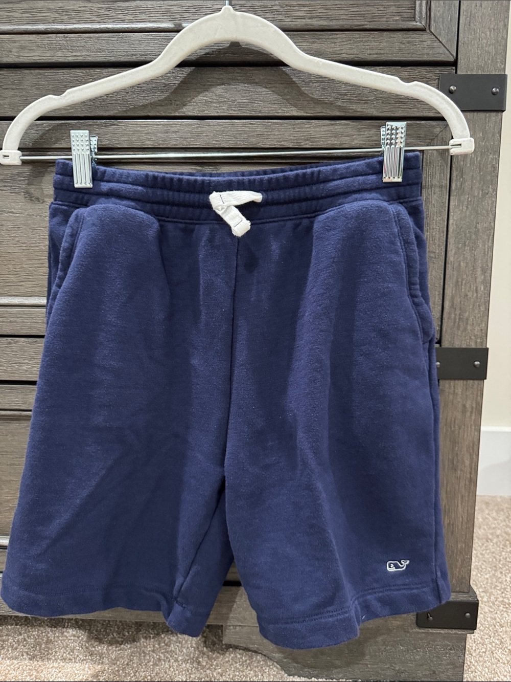 Vineyard Vines Navy Fleece Drawstring Shorts with White Tie